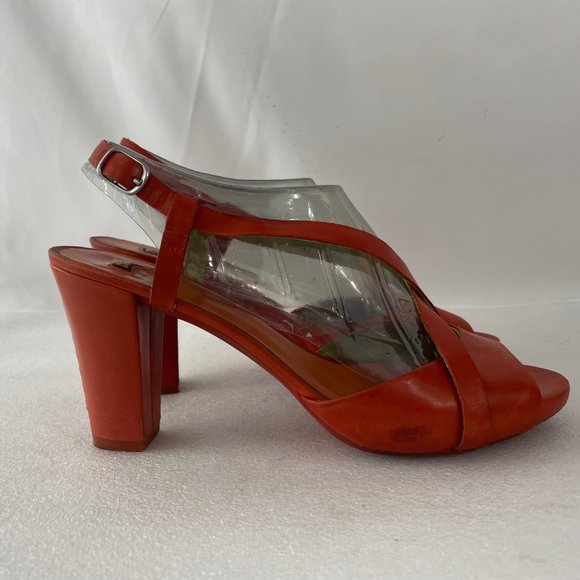 Camper Women's Red Leather Strappy Block Heels - Picture 2 of 12